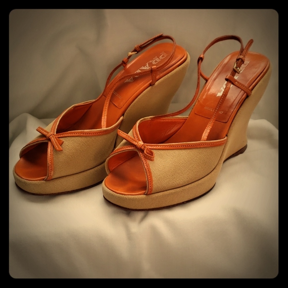 Prada canvas wedges